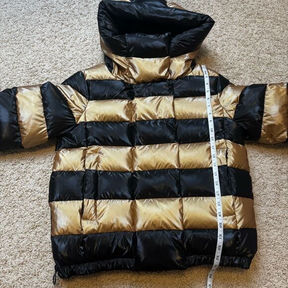 Goldbergh Ski Dazzle Puffer Jacket Coat Striped Gold Black size US 8 - Picture 6 of 7